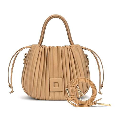 Bucket Bags for Women Drawstring Pleated Shoulder Handbag Hobo Crossbody Bucket Purses