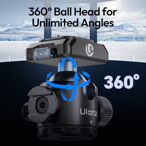 image for Ulanzi T100 Ball Head, Tripod Ball Head Mount 1/4 & 3/8 inch with Uka 