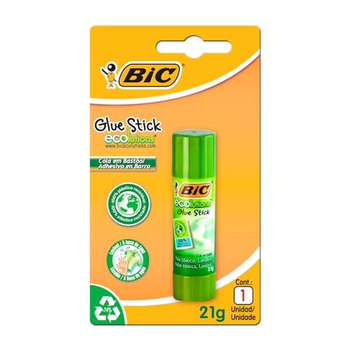 Cola Bastão BIC ECOlutions 21g - 886642 - Plástico 100% Reciclado, Não tóxico e seguro para crianças