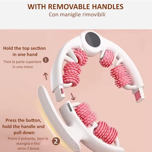 Rullo Per Massaggio Anticellulite – Massaggiatore Cellu Roll Automassaggio Muscolare Gambe Glutei Fitness Yoga (Rosa) - 4