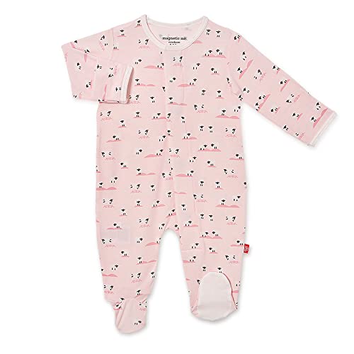 Magnetic Me Footie Pajamas Soft Modal Baby Girls Sleepwear Quick Magnetic Fastener Sleeper Baa Baa Baby Pink 3-6 Months -  17502-3-6M