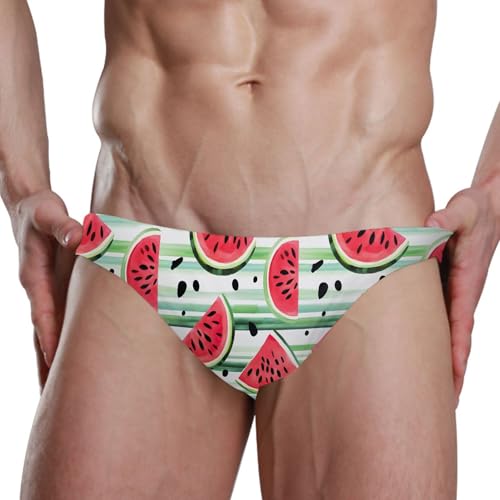 Watermelon Fruit Swim Briefs for Men Swimsuit Bikini Swimwear S B04020684
