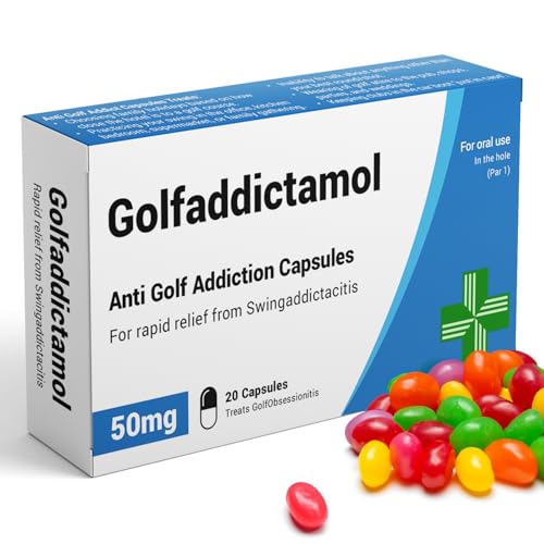 KadoBox - GolfAddictamol - Funny Joke Pill Box with Jelly Bean Sweets - Fathers Gifts from Daughter and Son - Dad Birthday Gifts - Funny Gifts for Men - Gifts for Dad - Golf Gifts for Men