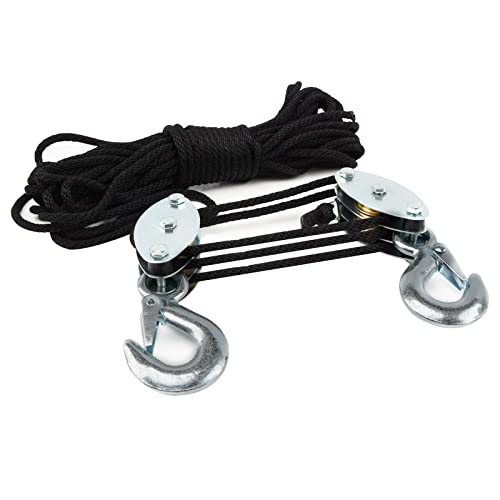 Xstrap Standard Heavy-Duty 2,000 Lb Breaking Strength 50 Ft Rope Hoist, 1000 Lb Work Load Block And Tackle Pulley System For Lifting Heavy Objects (Black) #TOP4
