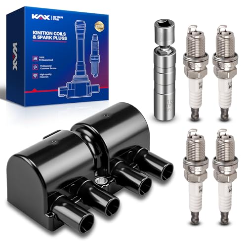 Image of KAX 1 Ignition Coil & 4 Spark Plugs Set Fit for Aveo Aveo5 Forenza Reno | Chevrolet Aveo 2004-2008, Aveo5 2007-2008, Suzuki Forenza 2004-2008, Reno 2005-2008, UF503