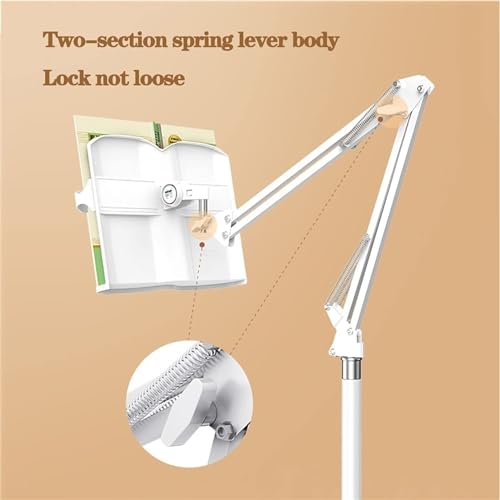 Supporto di lettura del pavimento regolabile per tablet e telefoni, lezione portatile leggera con collo d'oca flessibile e 360 girevole, supporto ergonomico per letto, cucina, ufficio vista senza mani
