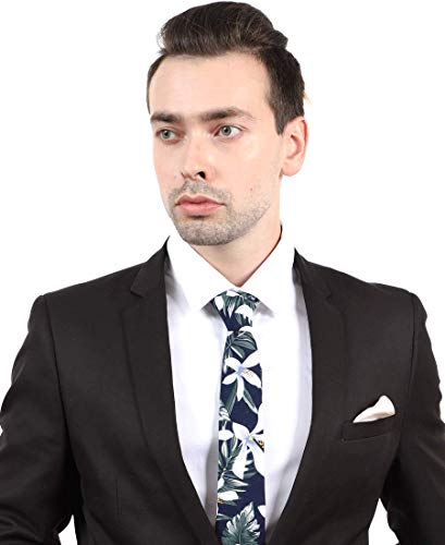 Image of JESLANG Men's Cotton Printed Floral Tie 2.56 inch Skinny Narrow Necktie Various Designs