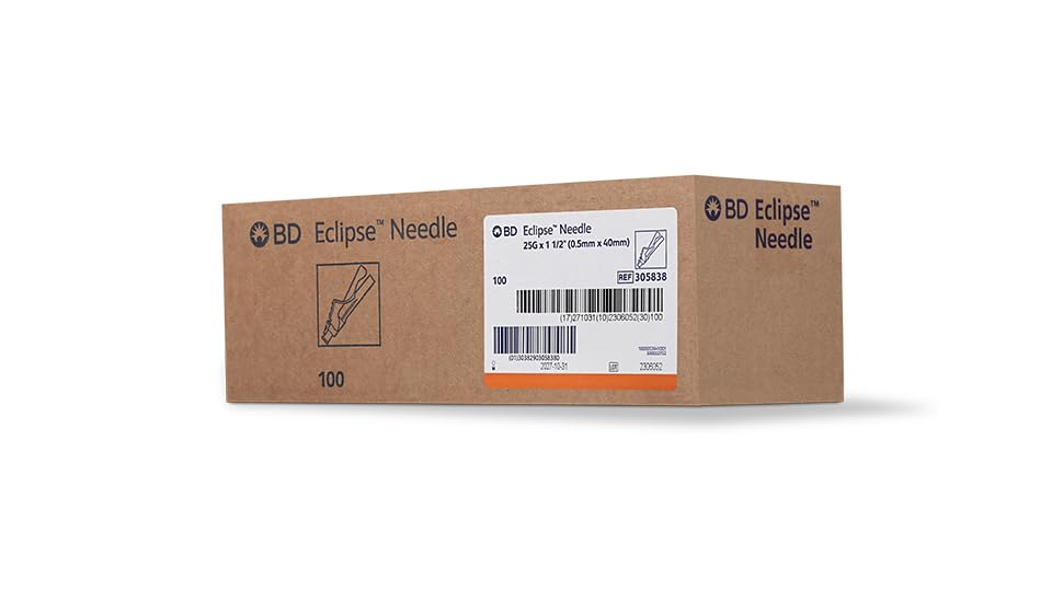 BD Eclipse Needle, 25 G x 1-1/2 in. #305838, (100 Count)