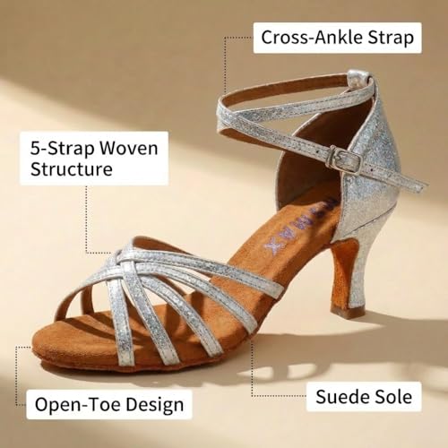 Image of MSMAX Women's Practice Ballroom Dancing Shoes Indoor Performance Latin Dance Shoes for Woman