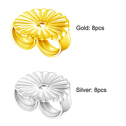 16 Pcs Flower Earring Backs For Droopy Ears, 9Mm Large Earring Stoppers For Studs Replacement Secure Earring Lifters For Heavy Earrings Jewelry #TOP2