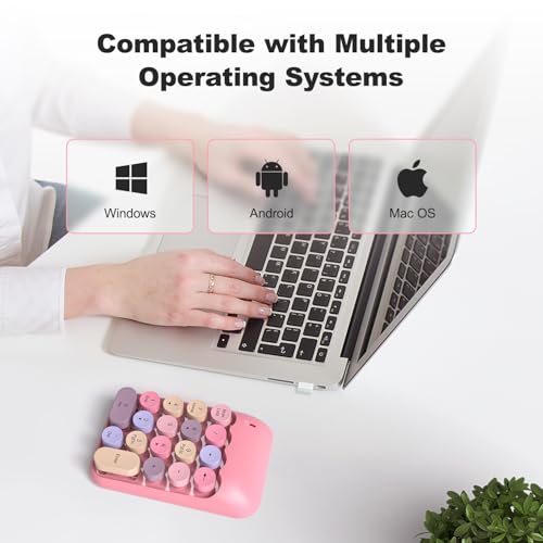 Image of MOFII Wireless Number Pads - Pink Numeric Keypad 18 Keys USB 2.4G Round Keycap Colorful Extensions Keypads, Financial Accounting Portable Numpad 10 Key for Laptop /PC /Notebook /Surface Pro