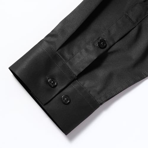 YFFUSHI Men's Glossy Shirt Solid Regular Fit Long-Sleeved Casual Button Down Shirts Black - image 6
