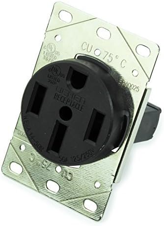LeisureCords RV 50 amperios, 125250 voltios, NEMA 14-50R, 3P, receptáculo de alimentación de 4 W, hoja recta, grado industrial, conexión a tierra,