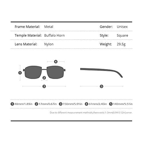 HEPIDEM 100% Really Buffalo Horn Sunglasses for Men Rimless Square Sun Glasses 41897053