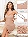 Vlazom Women Full Slips Sexy Soft Slip Dress for Under Dress Spaghetti Strap Cami Slip Chemises V Neck Negligee Khaki Size XX-Large