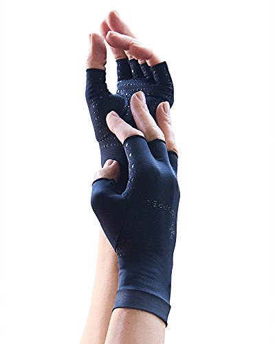 Tommie Copper Men's Recovery Fingerless Gloves, Black, Large