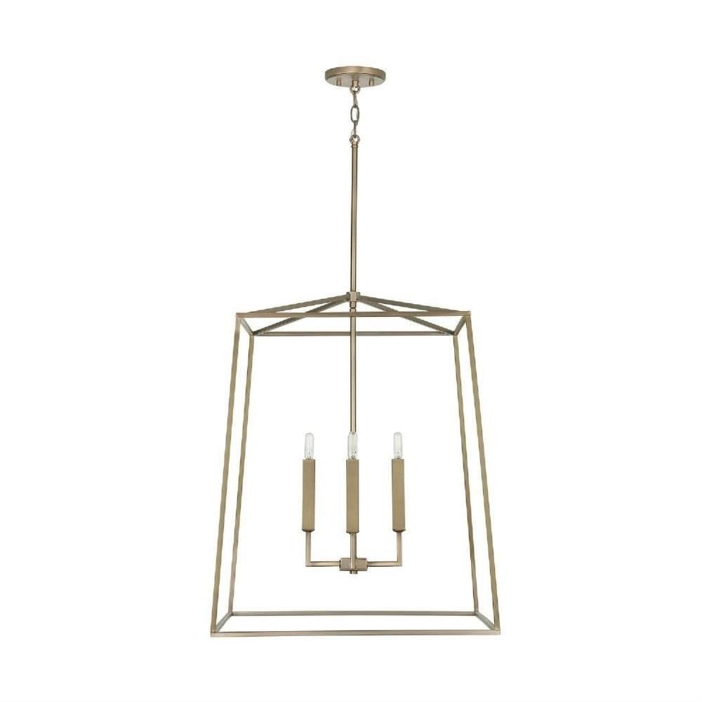 Capital Lighting 537643AD Thea Lantern Foyer Pendant, 4-Light 240 Total Watts, 28" H x 22" W, Aged Brass