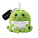 Genérico Mini Peluche - Poulpe Crochet 6.5x6.5 Cm | Carte Positive, Octopus Tricotée Avec Carte Positive Jouet Inspirant Cadeau Motivant Accessoire Décor Bureau Sac Voyage École Enseignants Étudiants