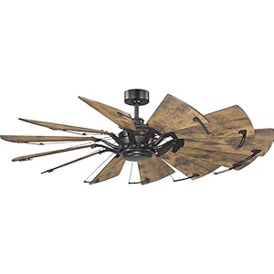 Progress Lighting P250000-129 Springer Collection DC Motor Windmill Farmhouse, 60-Inch, 12-Blade Ceiling Fan, Architectural Bronze