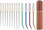 13pcs Large Eye Sewing Needles Kit, Stainless Steel Blunt & Bent Tapestry Needles with Wooden Case for Weaving Crochet Darning Yarn & Embroidery Knitting Crafts Projects Supplies Accessories