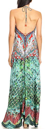 Image of Sakkas Lizi Womens Maxi High-Low Halter Handkerchief Long Dress Beach Party