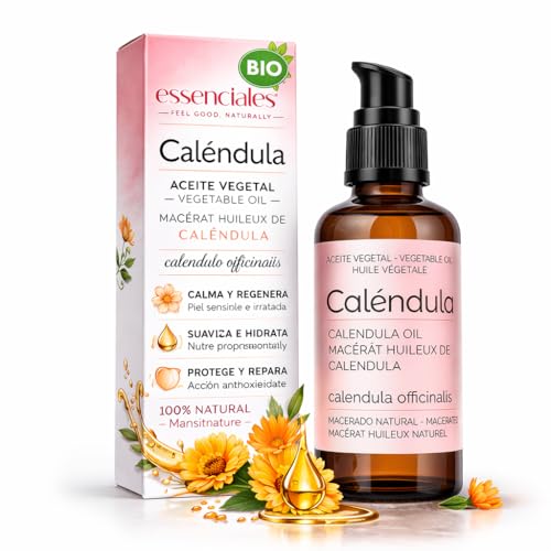 Huile de Calendula Macérât 100ml – Soin Naturel Peau Sensible et Bébé – Visage, Corps, Massage – Vegan – Calendula Officinalis – Flacon Verre...
