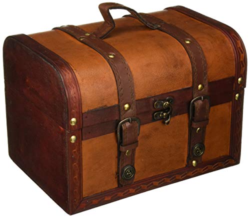 Trademark Innovations 10" Wood and Leather Decorative Chest