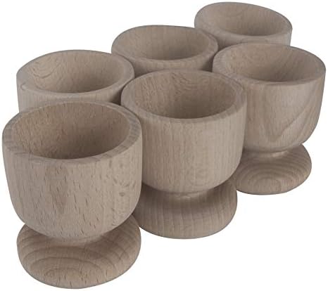 WooDeeDoo Set (12) Wooden Egg Cups | Medium 50 x 45 mm | Plain Beechwood | Eco-Friendly Kitchen Tabletop Food Treasure Toys Kids Crafts Early Years Learning Natural Wood Breakfast Egg Stands Holder