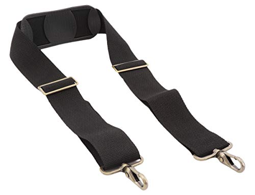 Made in USA 2 x 60 Inch Heavy Duty Black Poly Web Replacement Shoulder Luggage Bag Strap Antique Bronze 360 Swivel Hardware