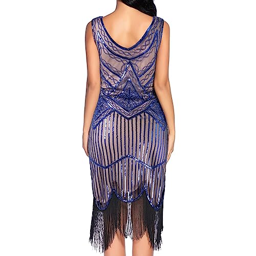 Image of Plus Size 1920s Vintage Fringed Gatsby Sequin Beaded Tassels Hem Flapper Dress for Women