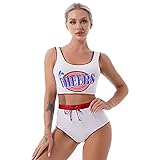 Aislor Damen Cheer Leader Kostüm 2 Stück Cheerleaderin Cosplay Uniform Tank Top + Hotpant Sport High School Cheer Girl Uniform S-XL Rot XL
