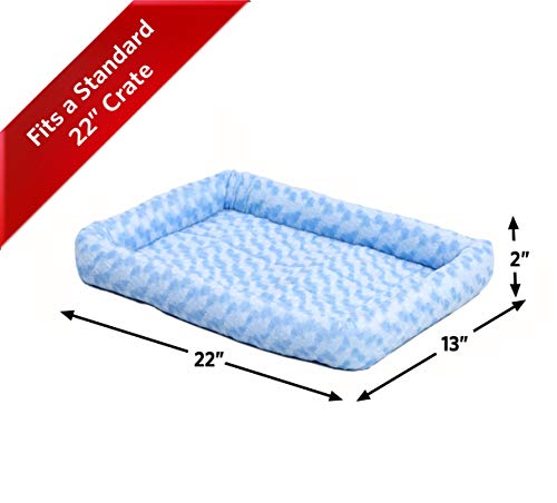 22L-Inch Blue Dog Bed Or Cat Bed W/ Comfortable Bolster | Ideal For Xs Dog Breeds & Fits A 22-Inch Dog Crate | Easy Maintenance Machine Wash & Dry | 1-Year Warranty #TOP3