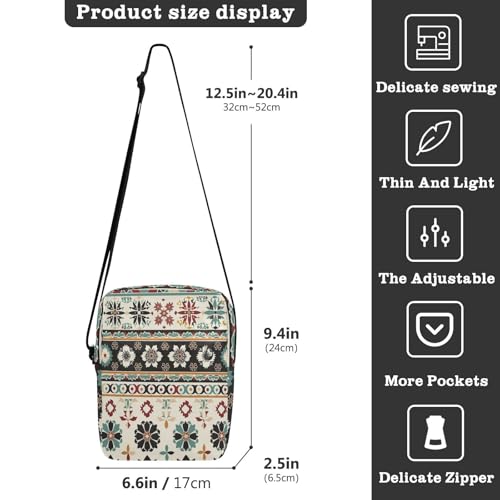 messenger bag crossbody Shoulder Bag For Woman Cross Body Purse Adjustable Strap for Travel Travel- Boho Coloful Stripe3