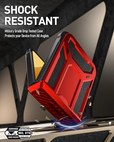 Poetic SPARTAN-GALAXY-Z-FLIP6-METALLICRED Spartan Case For Samsung Galaxy Z Flip 6 5G (2024), [Kickstand][Built-In Screen Protector][Hinge Protection][20Ft Drop Tested], Full-Body Rugged Shockproof Protective Cover, Metallic Red thumb #4