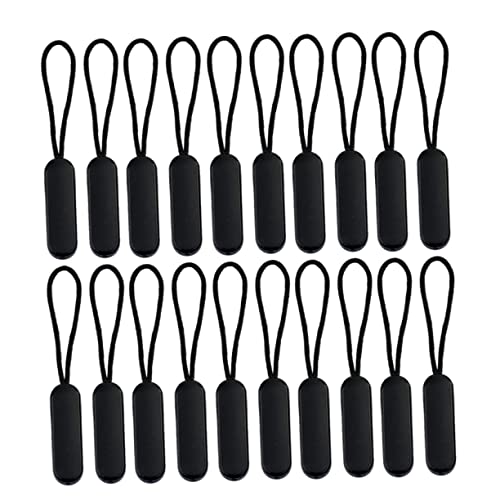 CIMAXIC Oval Zipper Puller 20 Pcs Pull Tabs Cord Ends Zipper Pulling Rope for Clothes Luggage Backpacks Plastic Sliders