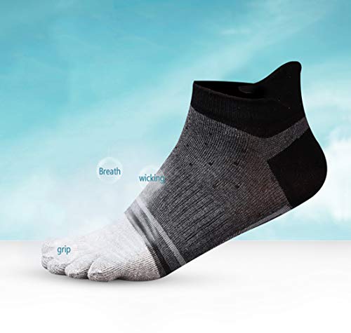 Image of Men Toe Socks No Show Low Cut Athletic Wicking Cotton 5 Finger Split Toe 6 Pack