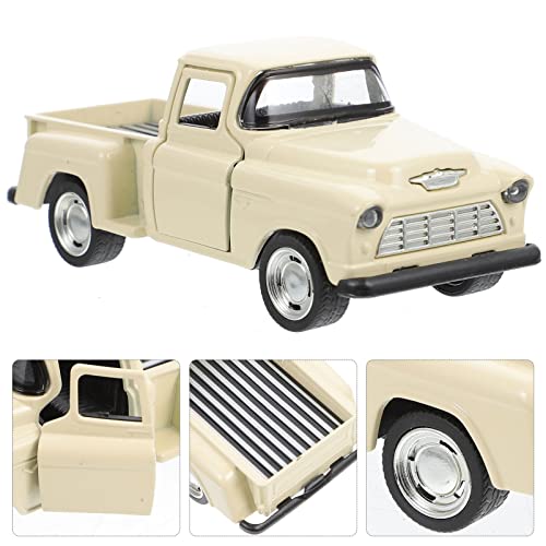 Toyandona 1Pcs Vintage Beige Truck Decor, Christmas Metal Pickup Truck Car Model For Christmas Home Decorations Table Top Decor #TOP4