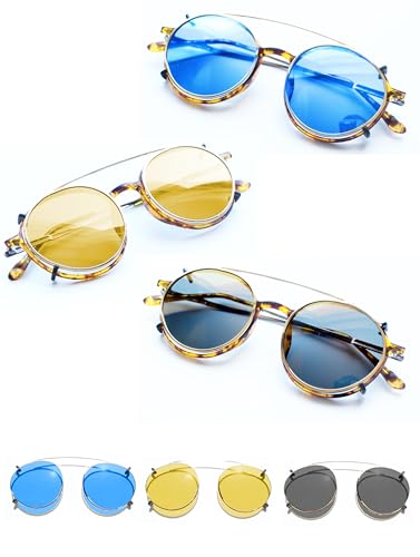 Clippies Polarized, Regular, Coloured Clipon sunglasses for prescription glasses. Non Flip Clip-on Sunnies - 3 Pack Hard Case