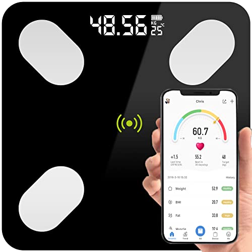 Retoo Bascula de Baño Digital, Inteligente Báscula Grasa Corporal, Bluetooth, 26 x...