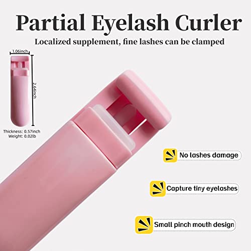 Whalrace Eyelash Curlers, Portable Lash Curler, 1Pcs Mini Eyelash Curler And 1Pcs Partial Eyelash Curler, Natural And Long Lasting Travel Eyelash Curler For Women(Pink Round) #TOP3