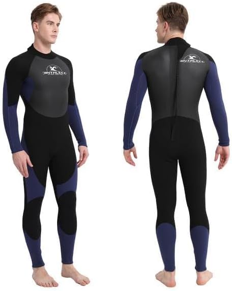 Wetsuits for Men, 3/2mm Mens Wetsuit, Back Zip & Chest Zip Full Wetsuits Suit for Surfing, Swimming, Diving and Water Sports