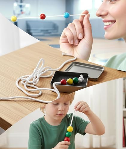 Image of Vision Training Tool with 3 Color Beads, Hand Eye Training Equipment for Myopia and Strabismus, Includes Hook, Measuring Tape and Marker for Home and School Use