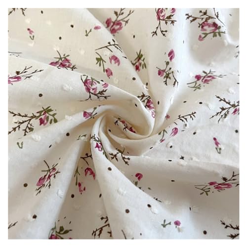Tissu de coton brodé fleuri robe d'été et décoration vintage maison de campagne