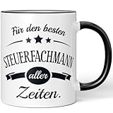 JUNIWORDS Tasse, Für den besten Steuerfachmann aller Zeiten, Schwarz (6102965)