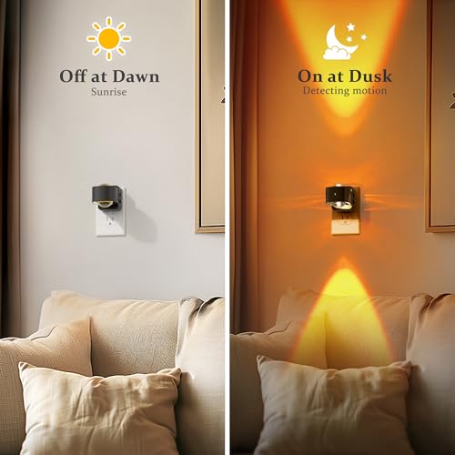 Image of JandCase Night Lights Plug into Wall,10-Colored Changing Night Light for Kids,180 Rotatable Plug RGB LED Nightlight with Dusk to Dawn Sensor for Halloween Decoration, Children Room,Party