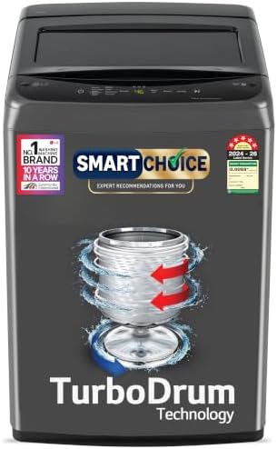 LG 7 Kg 5 Star Smart Inverter Technology Fully Automatic Top Load Washing Machine (T70VBMB1Z, Auto Prewash, Turbodrum, Stainless Steel drum, LED Display, Smart Diagnosis Middle Black)