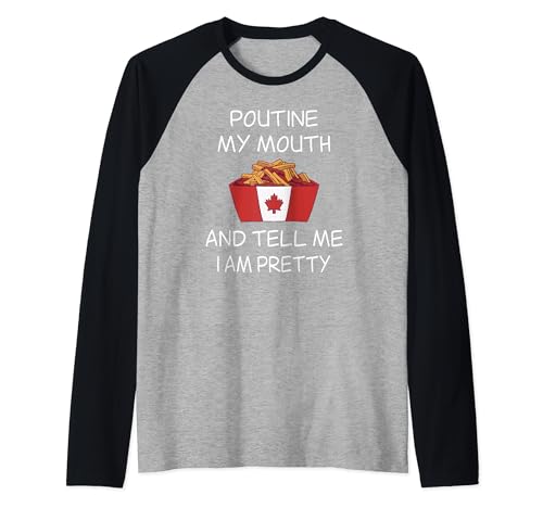 Funny Poutine Shirt Pun Poutine My Mouth Poutin Lover Raglan Baseball Tee