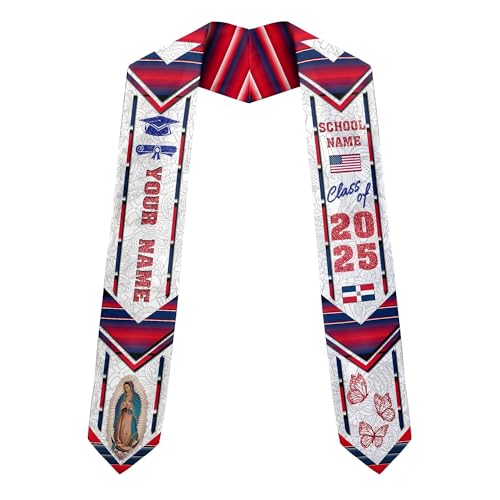 MonkeyVan Personalized Graduation Stole for Dominican Republic Senior, Dominican Flag Graduation Sash Class of 2025 Gifts S332