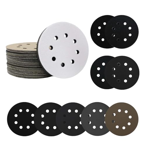 54 PCS 5 Inch 8 Holes Sanding Discs Set
