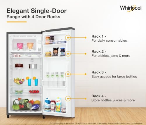 Image of Whirlpool 192 L 4 Star Icemagic Powercool Direct-Cool Single Door Refrigerator (215 IMPC PRM 4S IMPERIAL STEEL-Y-,Grey, 2026 Model)